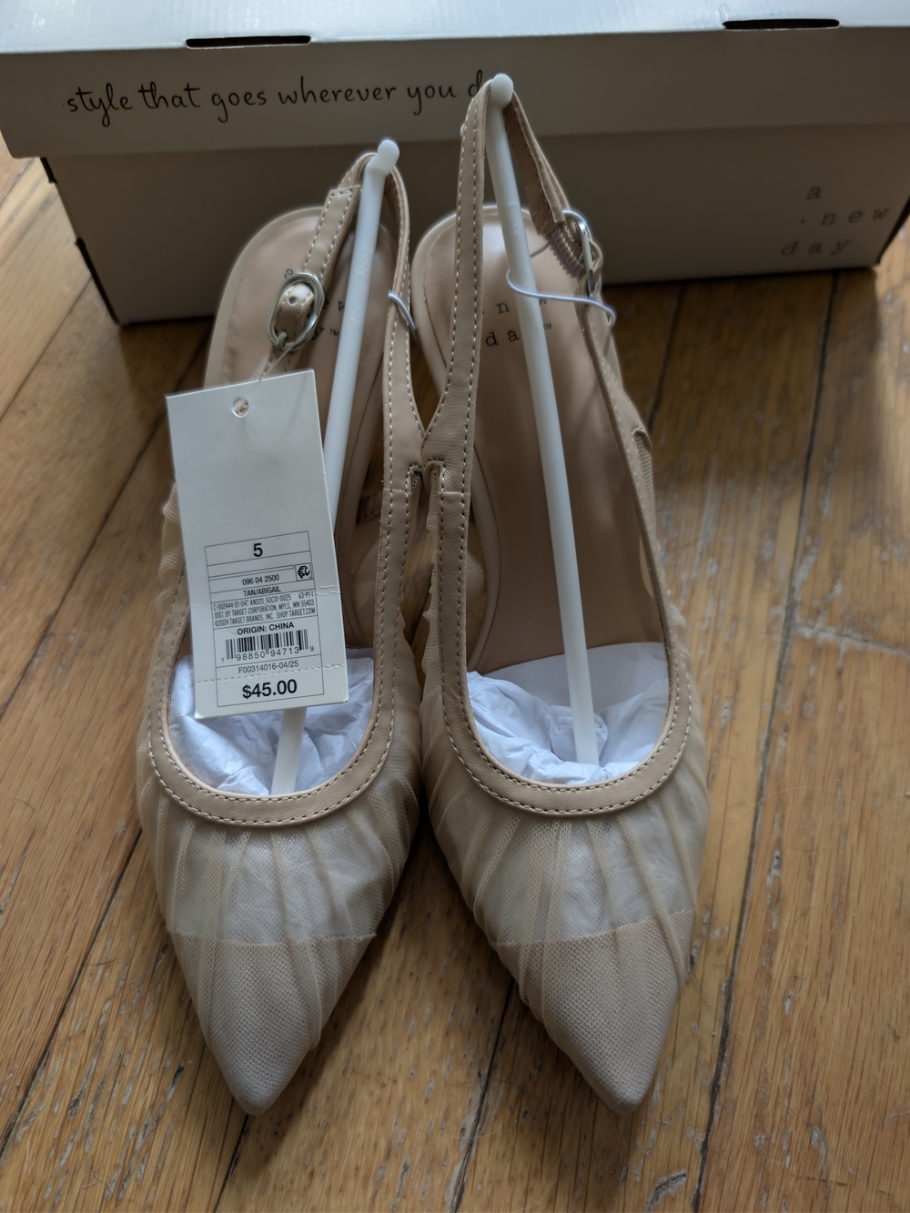 a new day Nude Quilted Pointed Slingback Heels